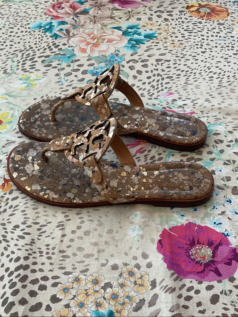 Tory Burch Miller Welt Confetti Cork Sandals